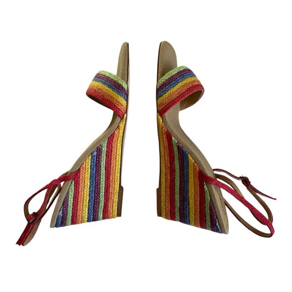 Jeffrey Campbell On-Board Rainbow Strappy Espadrille Wedge Sandals Size 9.5 - Picture 4 of 9